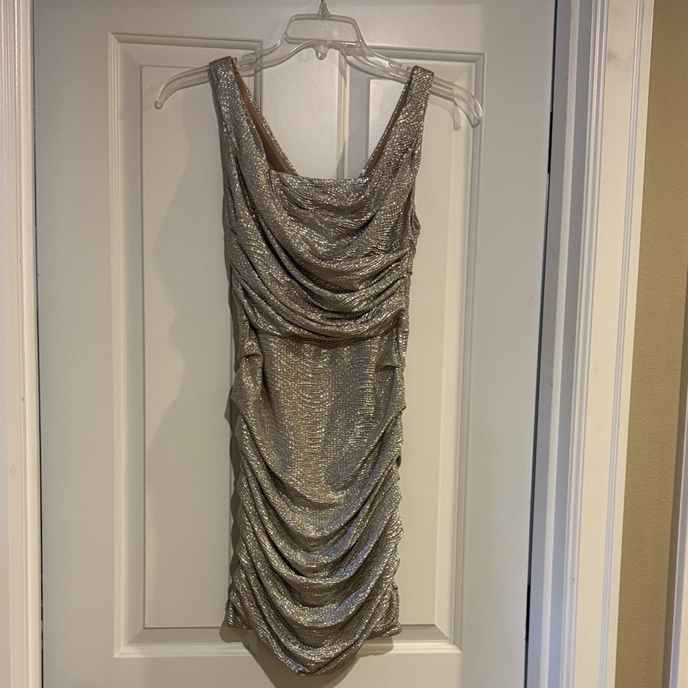 Express Shimmering Gold Mini Dress